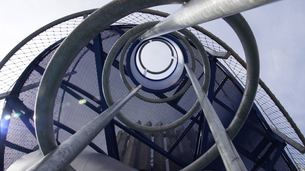 View of climbing tower from below