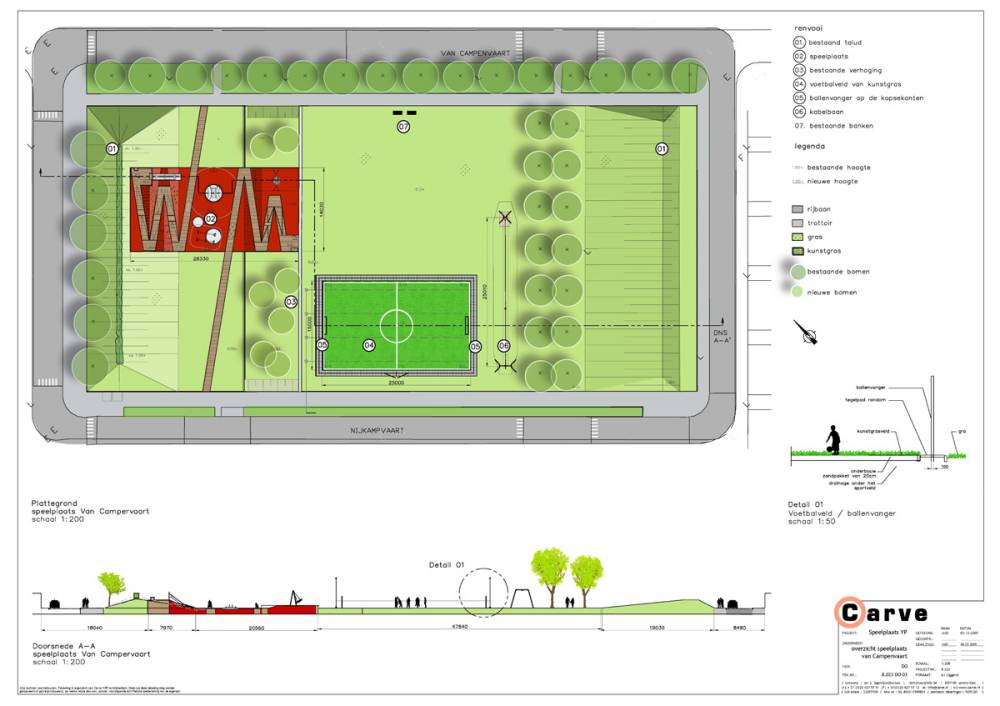 Plan showing playground and adjacent sport court