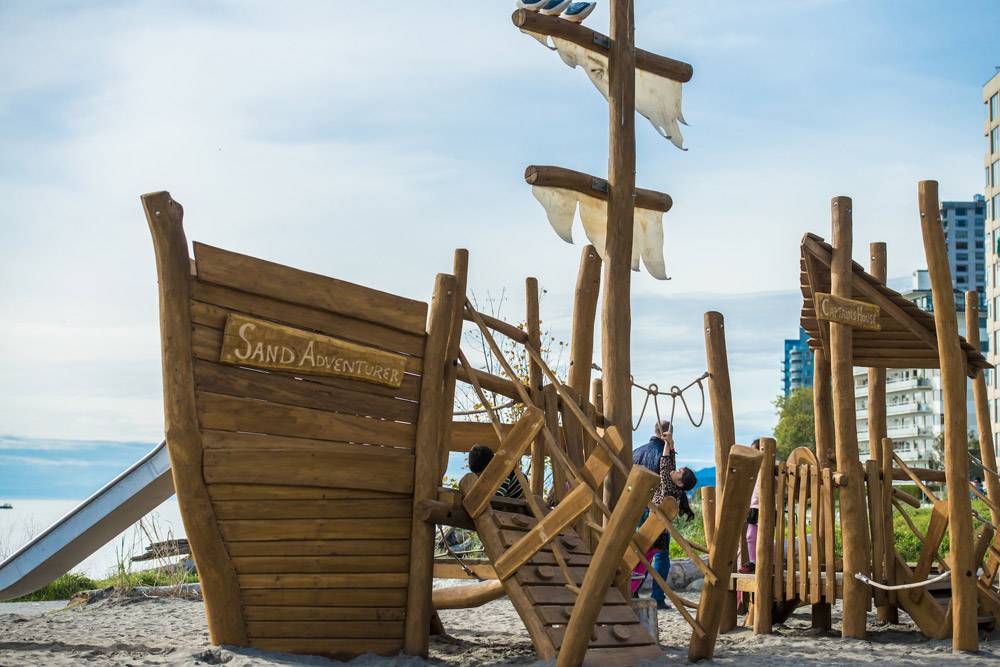 Pretend you're a pirate as you scamper up this wood structure