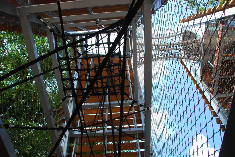 A network of ropes inside this tower provides plenty to hold onto as you climb
