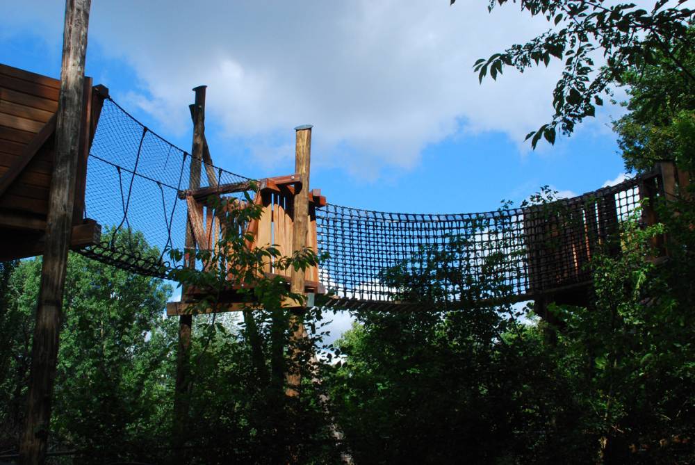 Different types of net walls are used throughout this canopy walkway