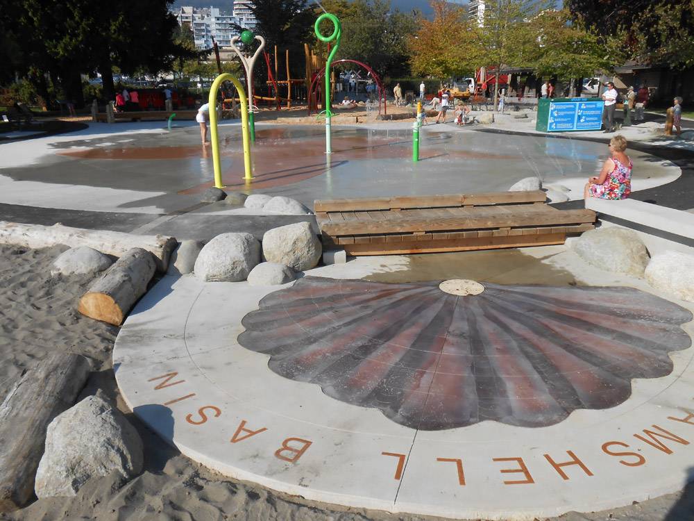 Splashpad on a sunny day in West Vancouver