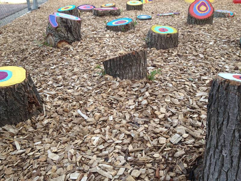 Colourful stump steppers at Sioux Falls Daycare