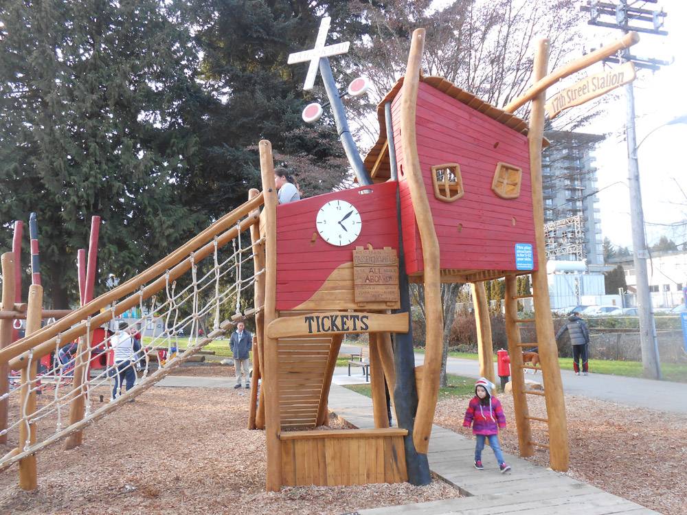 A play tower inspired by a train station