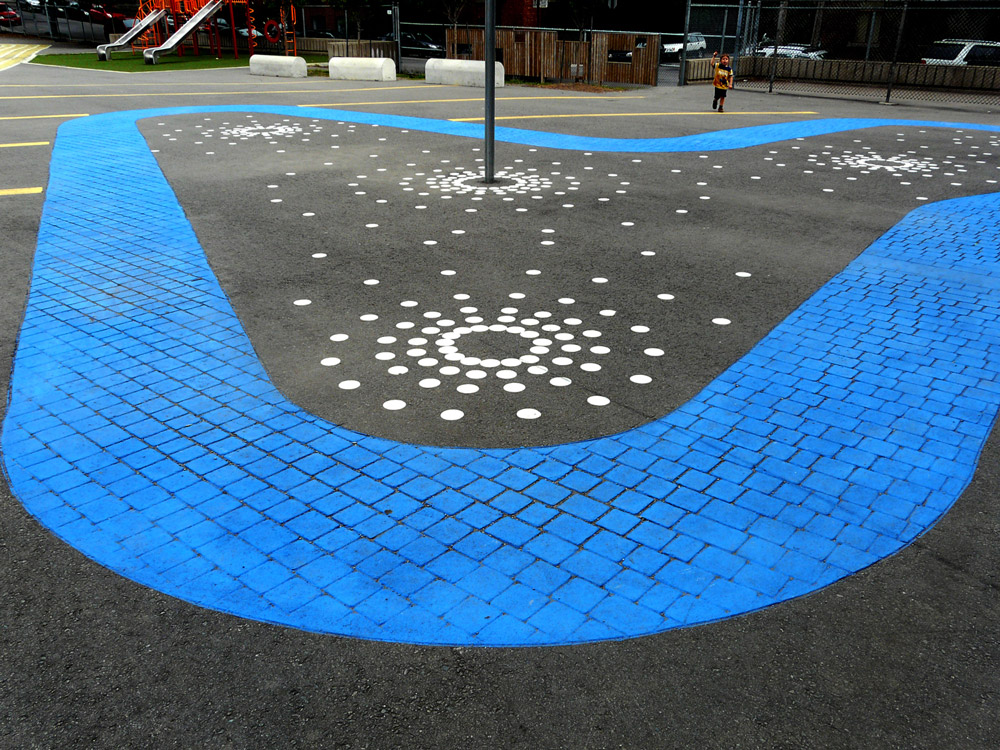 Painted pavers and polka dots