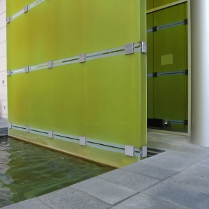 Coloured glass wall
