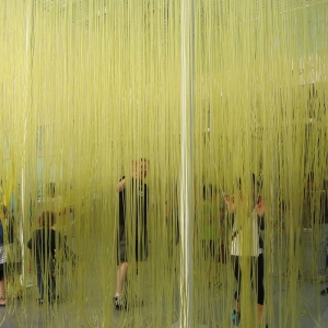 Yellow plastic threads create an immersive experience
