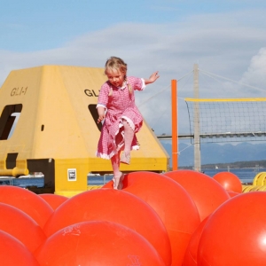 Recycled buoys become a fun play element