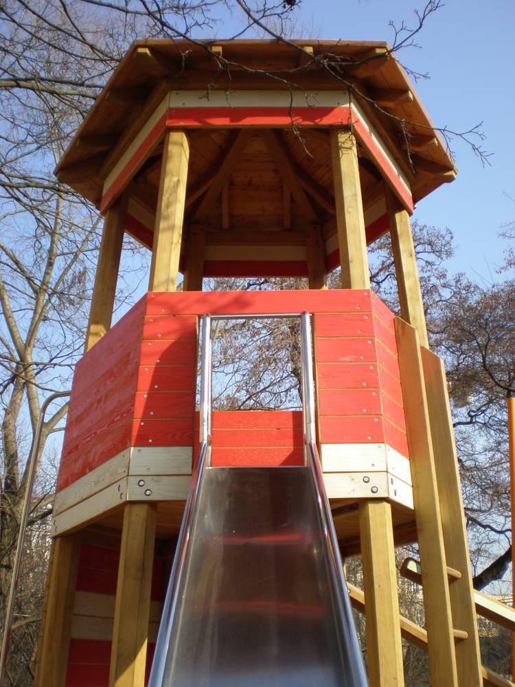 Metal slide on the lighthouse tower