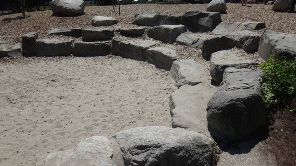 Recycled boulders form an amphitheatre