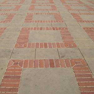 Brick and concrete paving pattern at UCLA