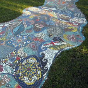 Glass mosaic path