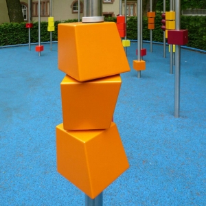 Plastic blocks at playground for the blind and visually impaired