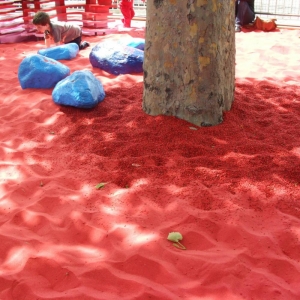 Red sand with blue rocks