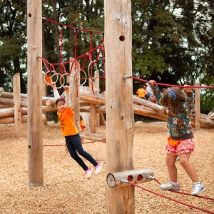 Whole logs make strong and durable play structures
